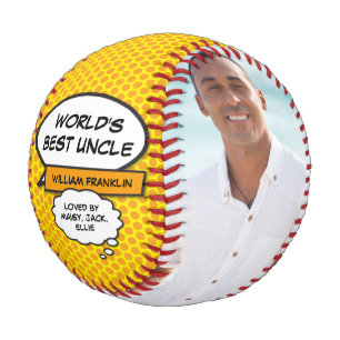 Cooler Onkel im modernen Comic-Book-Foto Baseball