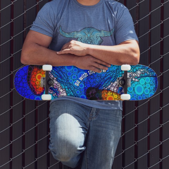Cooler Orangenqualle, Blauer Ozean, Mit Fluss gehe Skateboard (Außenbereich 3)