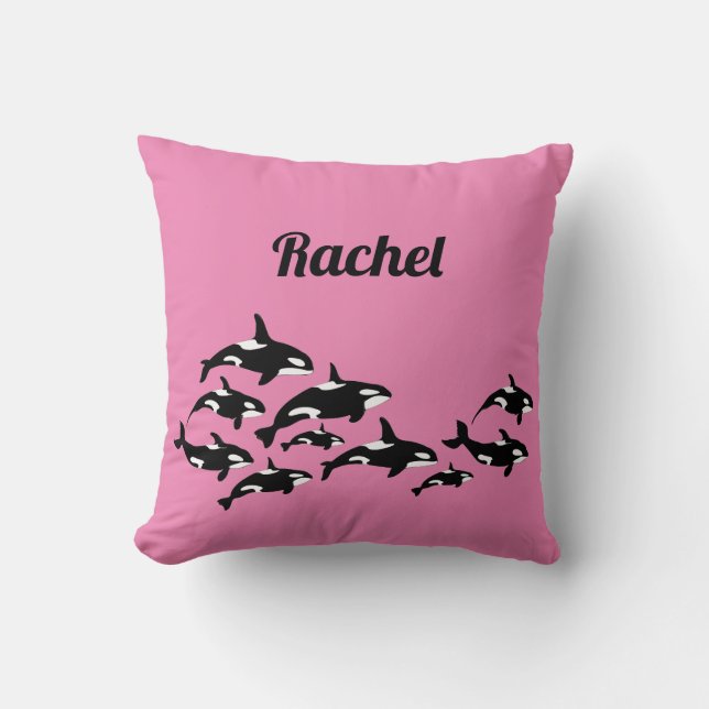 Cooler Orca Whale Personalisiert rosa Kissen (Vorderseite)