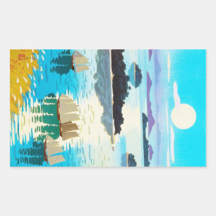 Cooler orientalischer Japaner Kawai Kenji Sunset L Rechteckiger Aufkleber