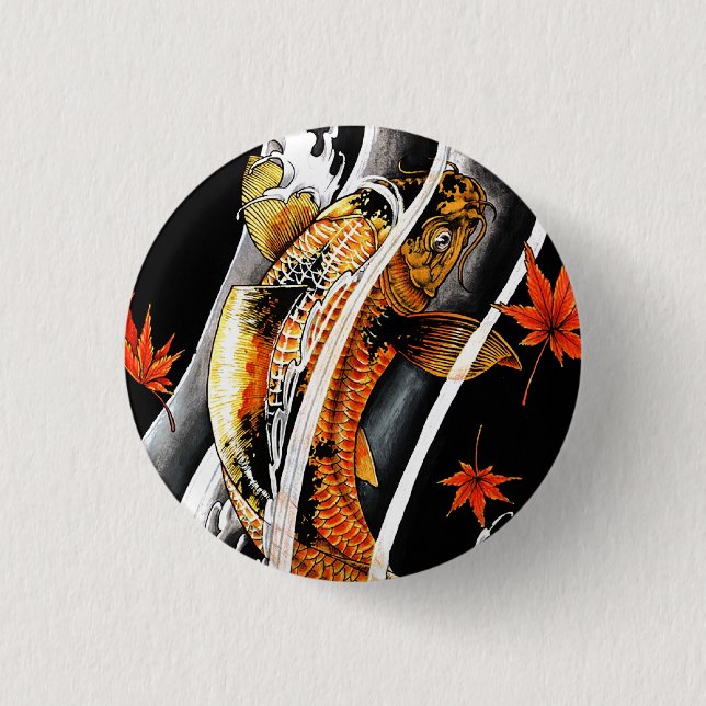 Cooler orientalischer Japaner Koi glückliche Button (Vorderseite)