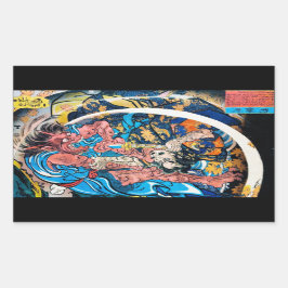 Cooler orientalischer japanischer Ancient Samurai  Rechteckiger Aufkleber