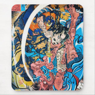 Cooler orientalischer japanischer Dämon aus Samur Mousepad