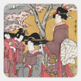 Cooler orientalischer japanischer Klassiker Quadratischer Aufkleber