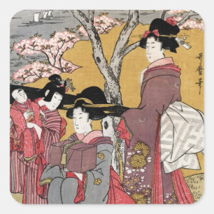 Cooler orientalischer japanischer Klassiker Quadratischer Aufkleber