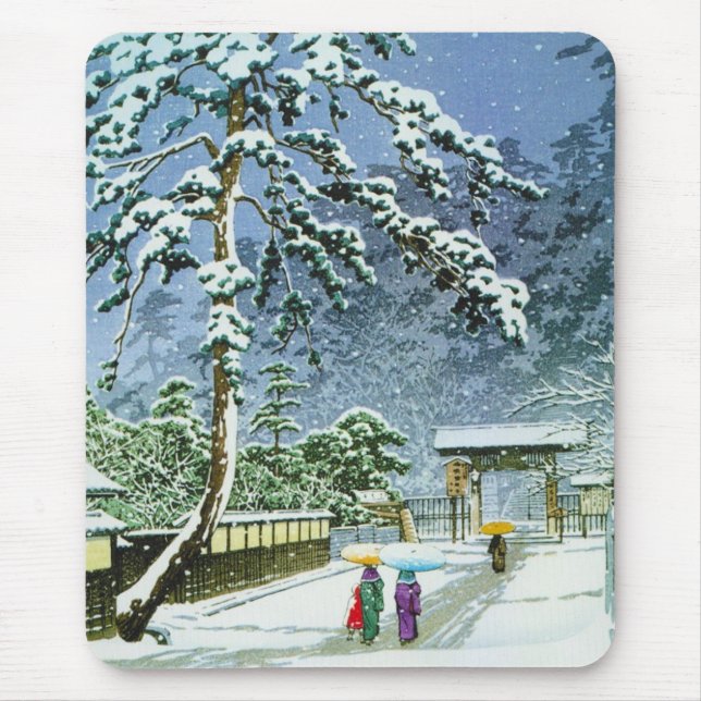 Cooler orientalischer japanischer Watercolor Mousepad (Vorne)