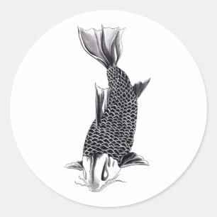 Cooler orientalischer Koi Carp Fish Aquarell Runder Aufkleber