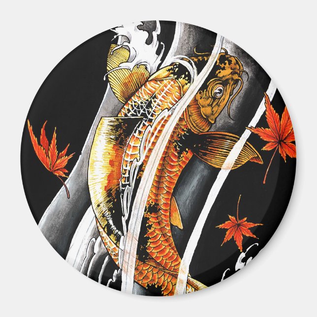 Cooler orientalischer Koi Lucky Carp Wassertinte Magnet (Vorne)