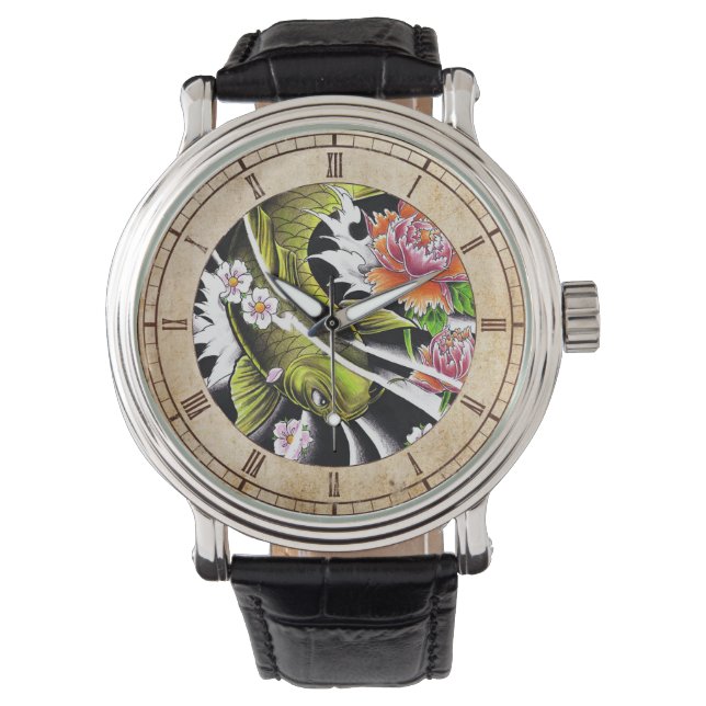 Cooler orientalischer Schwarzer Tintenfisch Armbanduhr (Vorderseite)