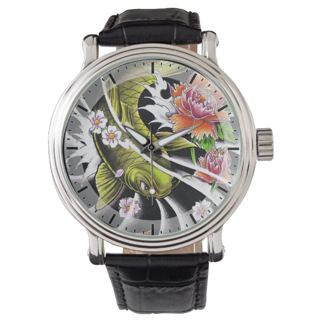 Cooler orientalischer Schwarzer Tintenfisch Armbanduhr (Vorderseite)