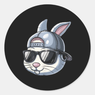 Cooler Osterhase mit Hut Funny Teens Jungs Kinder Runder Aufkleber