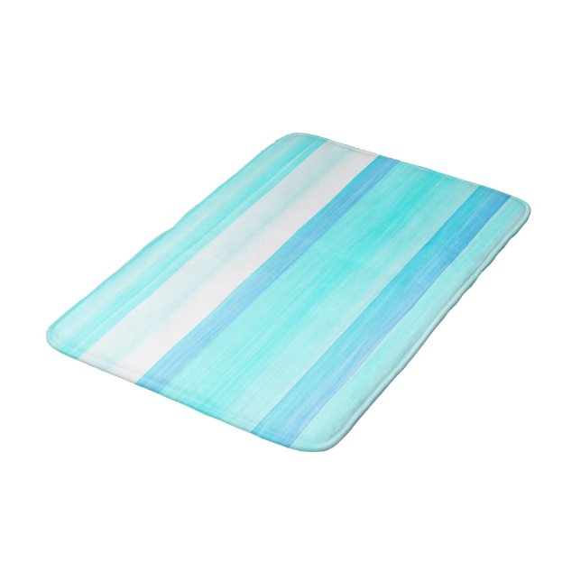 Cooler Ozean Blaues Wasser Türkis Wasserfarben Str Badematte (Schrägansicht)