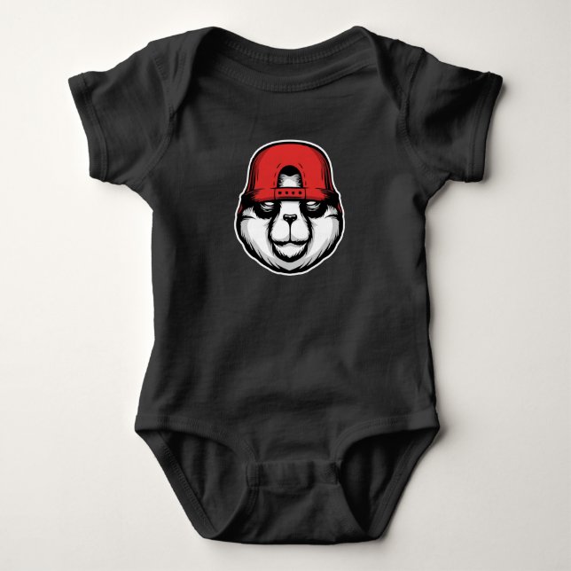 Cooler Panda Baby Strampler (Vorderseite)