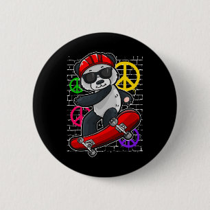 Cooler Panda Bär fährt Skateboard Button