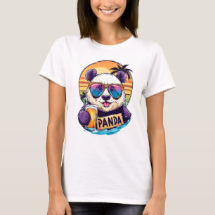 Cooler Panda: Retro Sommer & Bier Stimmung T-Shirt