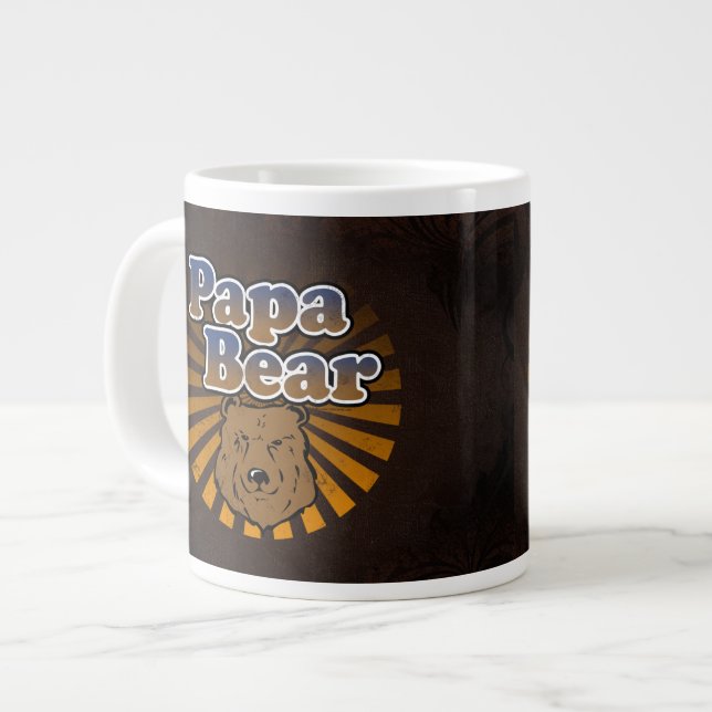 Cooler Papa-Bär, Brown/Blau/GoldVater-Geschenk Jumbo-Tasse (Vorderseite Links)
