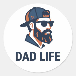 Cooler Papa mit Sonnenbrille Runder Aufkleber
