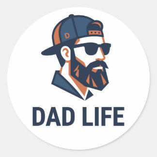 Cooler Papa mit Sonnenbrille Runder Aufkleber