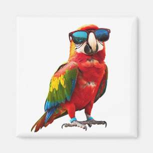 Cooler Papagei mit Sonnenbrille Magnet