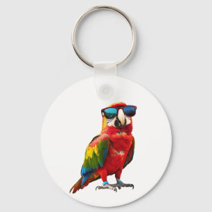 Cooler Papagei mit Sonnenbrille Schlüsselanhänger