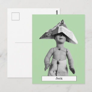 Cooler Papierhut-Puppen-Postkarte Postkarte