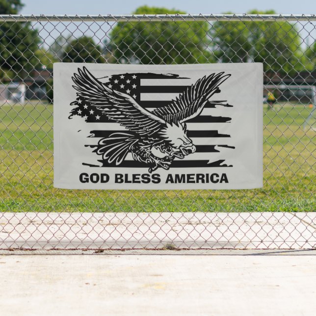 cooler Patriotischer Gott segne Amerika Adlerflagg Banner (Insitu)