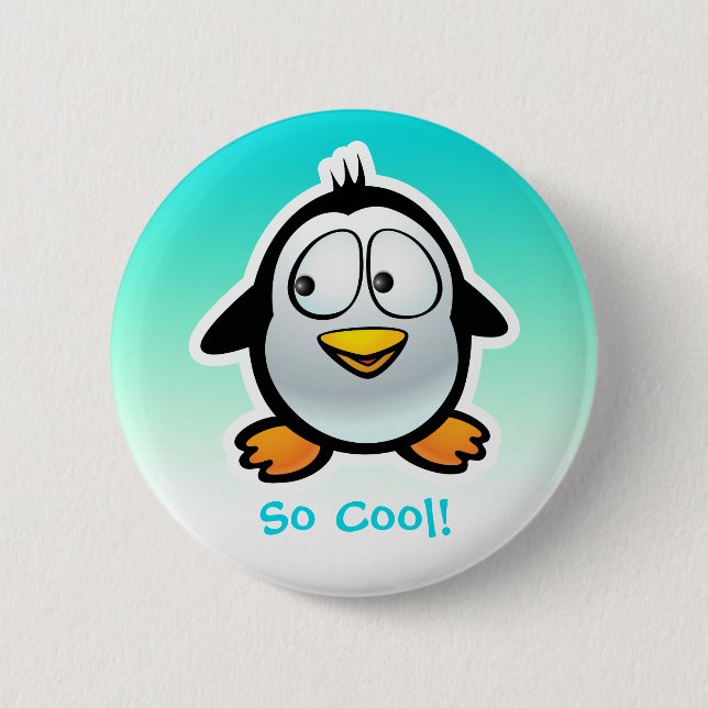 Cooler Penguin-Cartoon Button (Vorderseite)