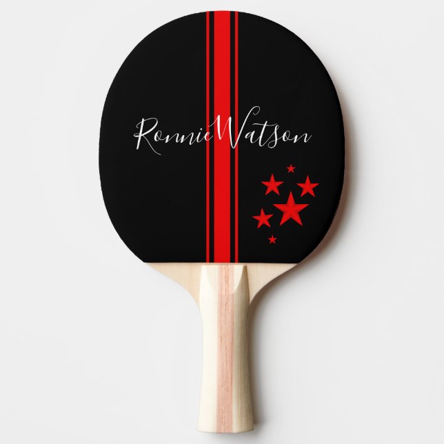 Cooler Personalisierter Roter Streifen und Sterne Tischtennis Schläger (Vorderseite)