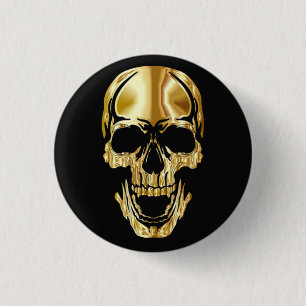 Cooler Phantastischer Great Black Gold Skull Button