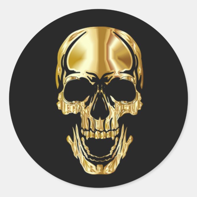 Cooler Phantastischer Great Black Gold Skull Runder Aufkleber (Vorderseite)