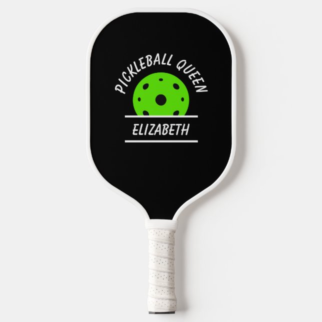 Cooler Pickleball-Assistent: Text-Ball schwarz grü Pickleball Schläger (Vorderseite)