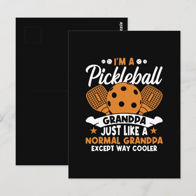 Cooler Pickleball-Opa-Spieler Postkarte (Vorne/Hinten)