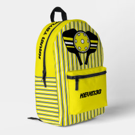 Cooler Pickleball-Spieler mit gelbem Streifen Bedruckter Rucksack