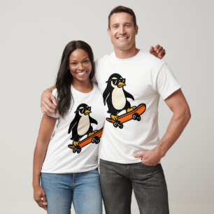 Cooler Pinguin auf Skateboard T-Shirt