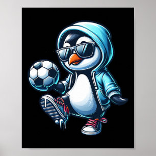 Cooler Pinguin Fußballspieler Mit Sonnenbrille  Poster