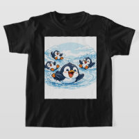 Cooler Pinguin-Rutschbahn – Lustige Cartoon-Winter