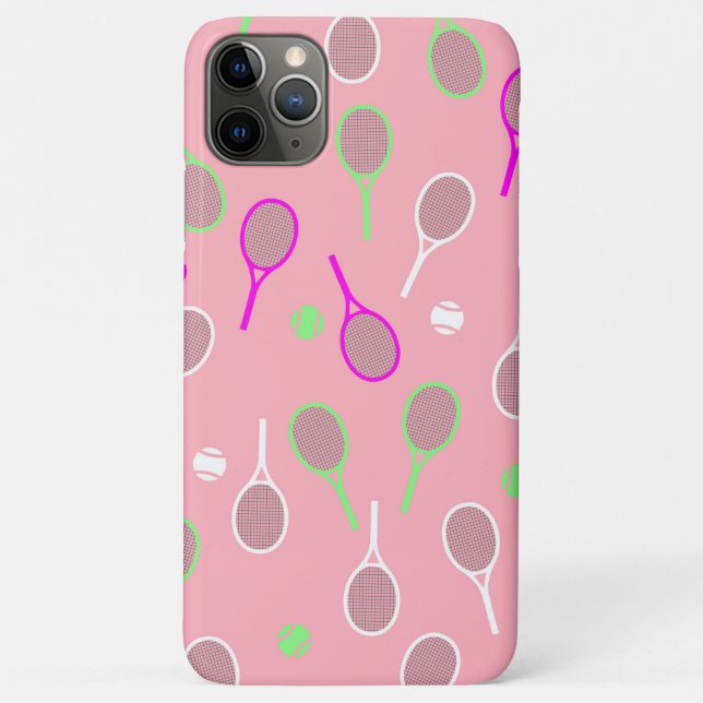 Cooler Pink Retro Racquets Pattern Tennisspieler Case-Mate iPhone Hülle (Rückseite)