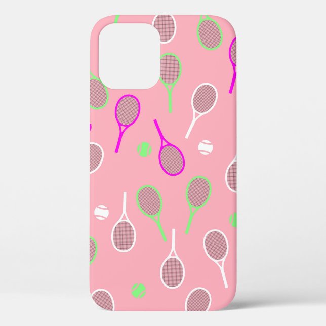Cooler Pink Retro Racquets Pattern Tennisspieler Case-Mate iPhone Hülle (Rückseite)