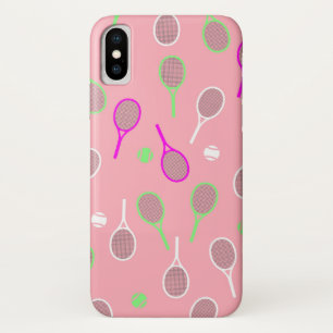 Cooler Pink Retro Racquets Pattern Tennisspieler Case-Mate iPhone Hülle