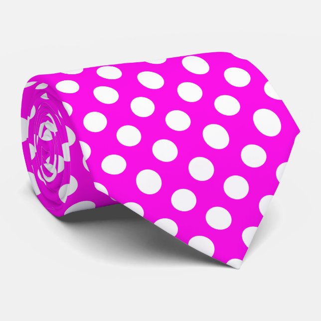 cooler Pink und weißer Polka-Punkt Krawatte (Gerollt)