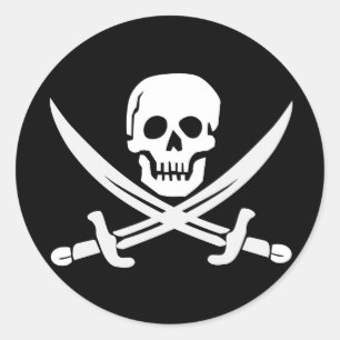 Cooler Piratenschädel überquerte Schwerter Schwa Runder Aufkleber