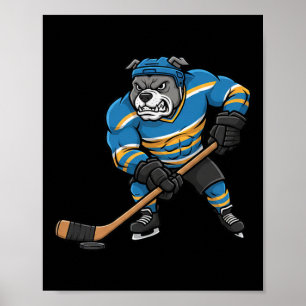 Cooler Pitbull Hockeyspieler Hund Sport Design Poster