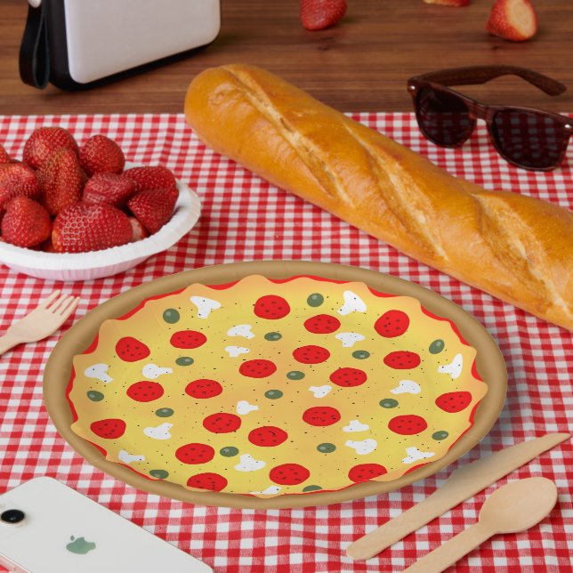 Cooler Pizza-Party Kindergeburtstag Pappteller (Picknick)