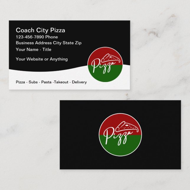 Cooler Pizza Shop Italienisches Restaurant Visitenkarte (Vorne/Hinten)