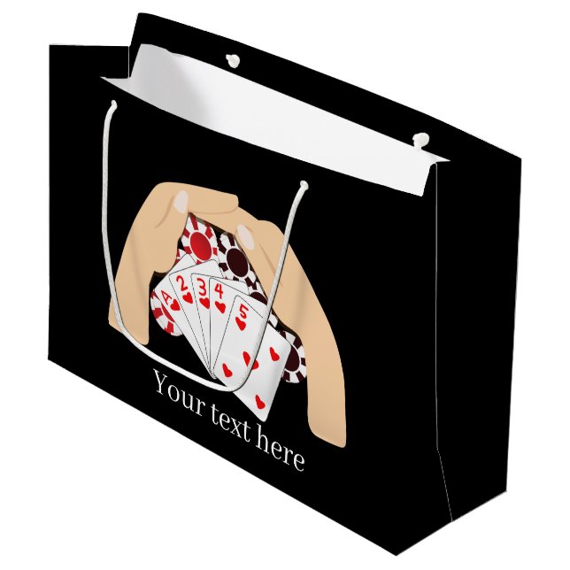 cooler Poker Nacht hinzufügen Text Casino Große Geschenktüte (Vorderseite Schrägansicht)