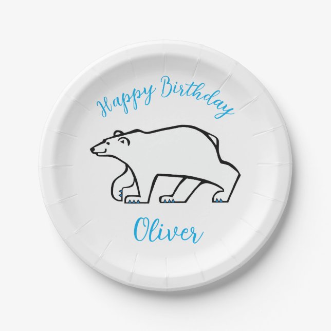 Cooler POLAR BEAR - Happy Birthday - Party Pappteller (Vorderseite)