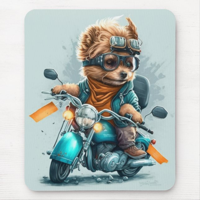 Cooler Poodle-Hund niedlicher lustiger Bikerhunde- Mousepad (Vorne)