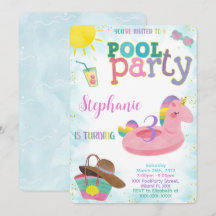 Cooler Pool Einladung zum Geburtstag