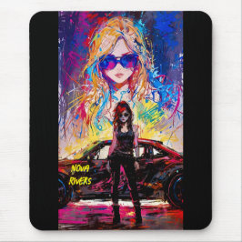 Cooler Pop Art animiert Rennfahrerin editierbar Mousepad