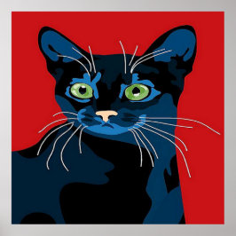 Cooler Pop Art Cat Zuhause-Büroposter Poster